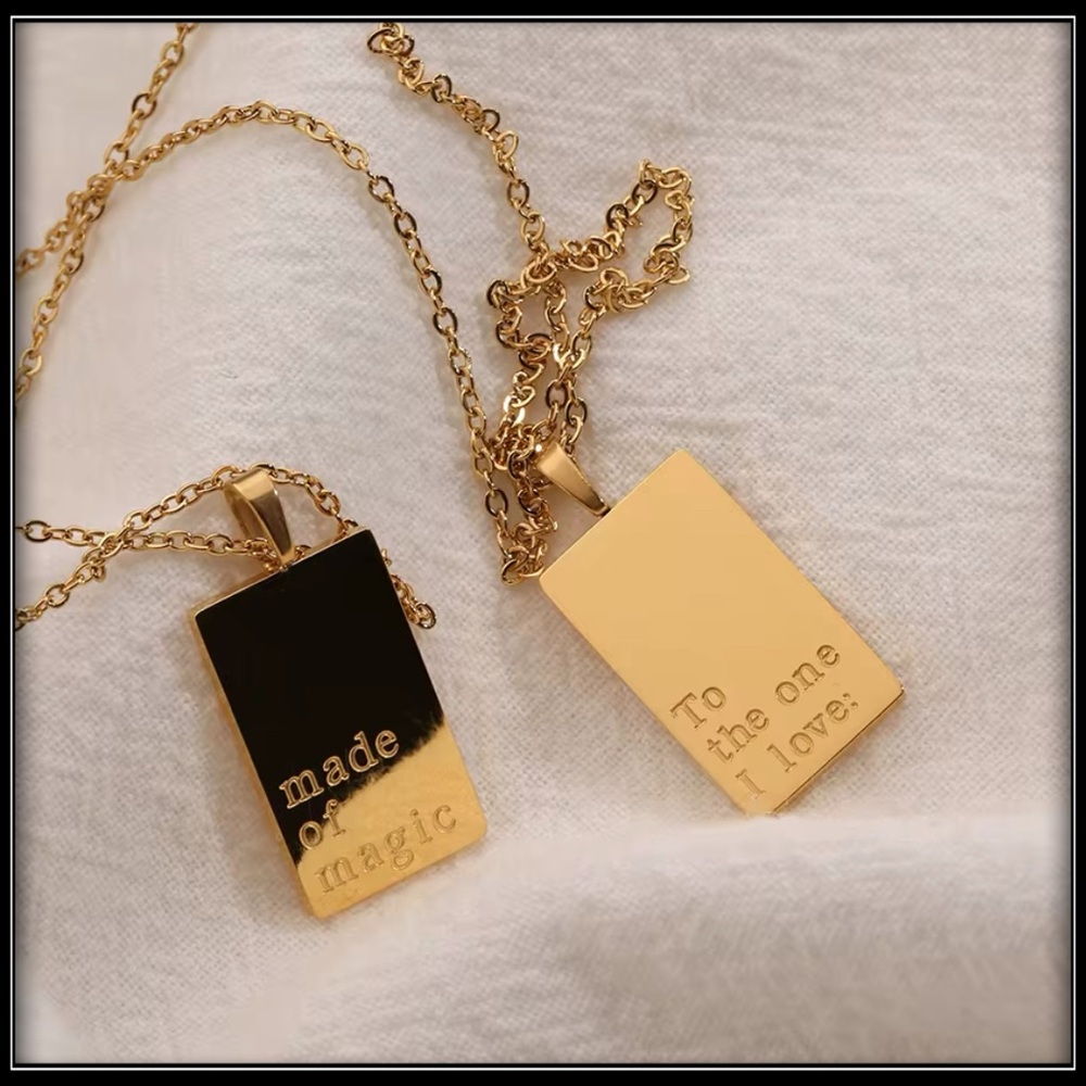 NEW GOLD STEEL LASERCUT MADE OF MAGIC BAR NECKLACE